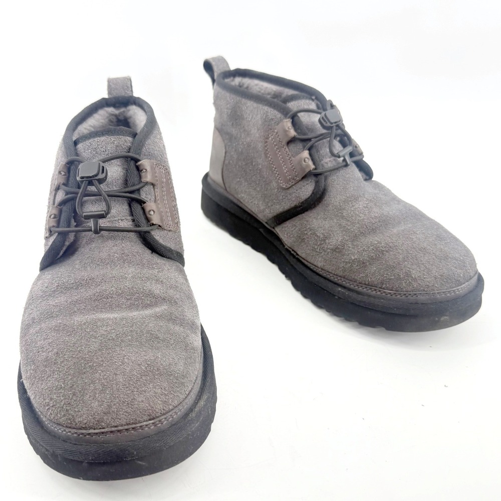 UGG Neumel Weather Hybrid Boots Mens 9 Charcoal Grey Suede Toggle Chukka
